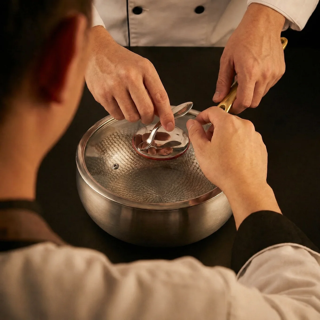 Hand-Hammered Titanium Complete Kitchen Set with 3 Lids (10, 11 & 12 Inch) I Limited Edition - Image 3