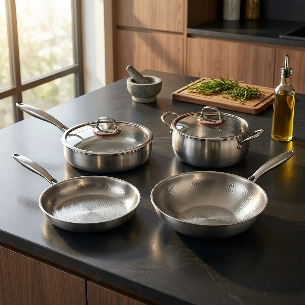 Hand-Hammered Titanium Essentials Kitchen Set with 2 Lids (10, 11 & 12 Inch) - Image 3
