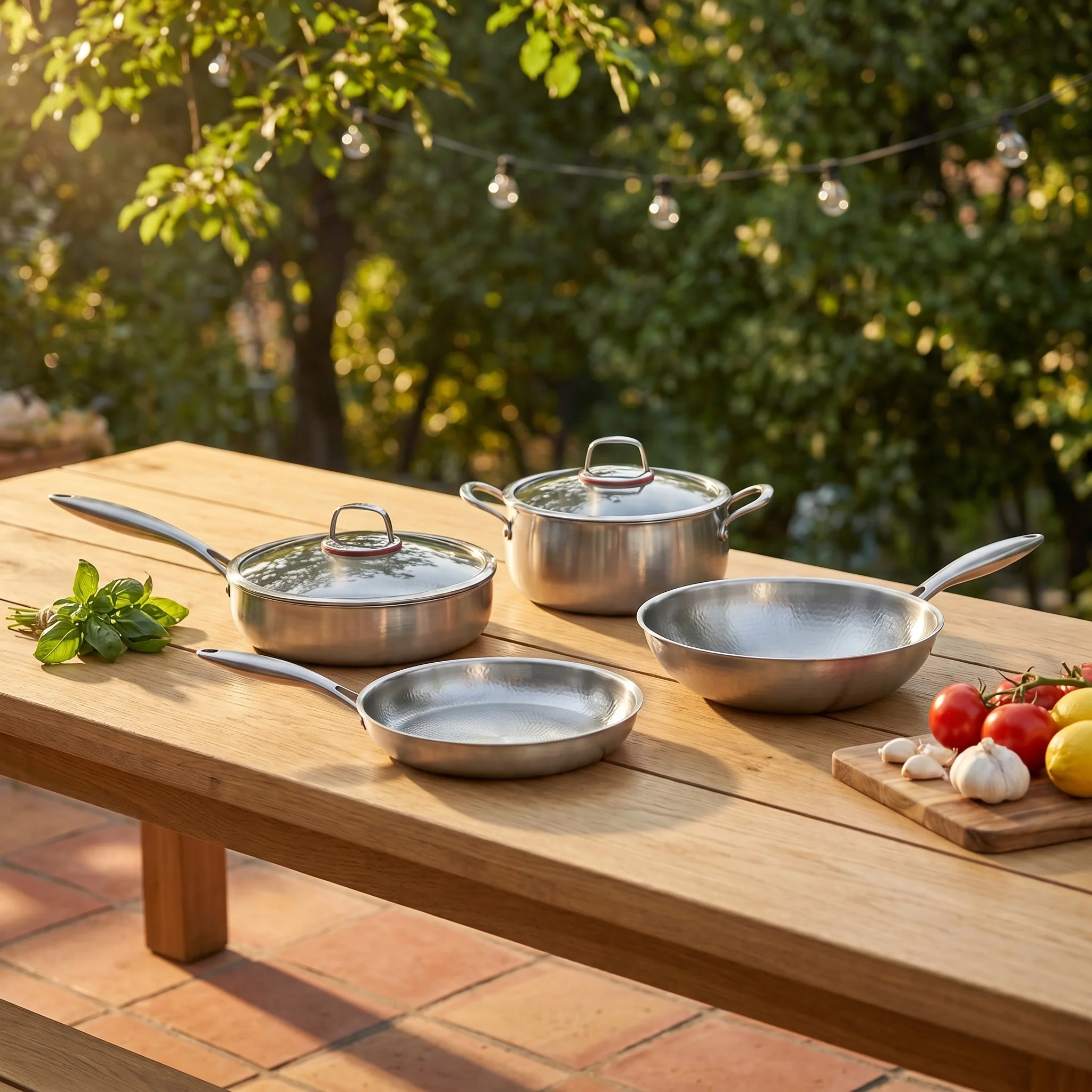 Hand-Hammered Titanium Essentials Kitchen Set with 2 Lids (10, 11 & 12 Inch) - Image 4