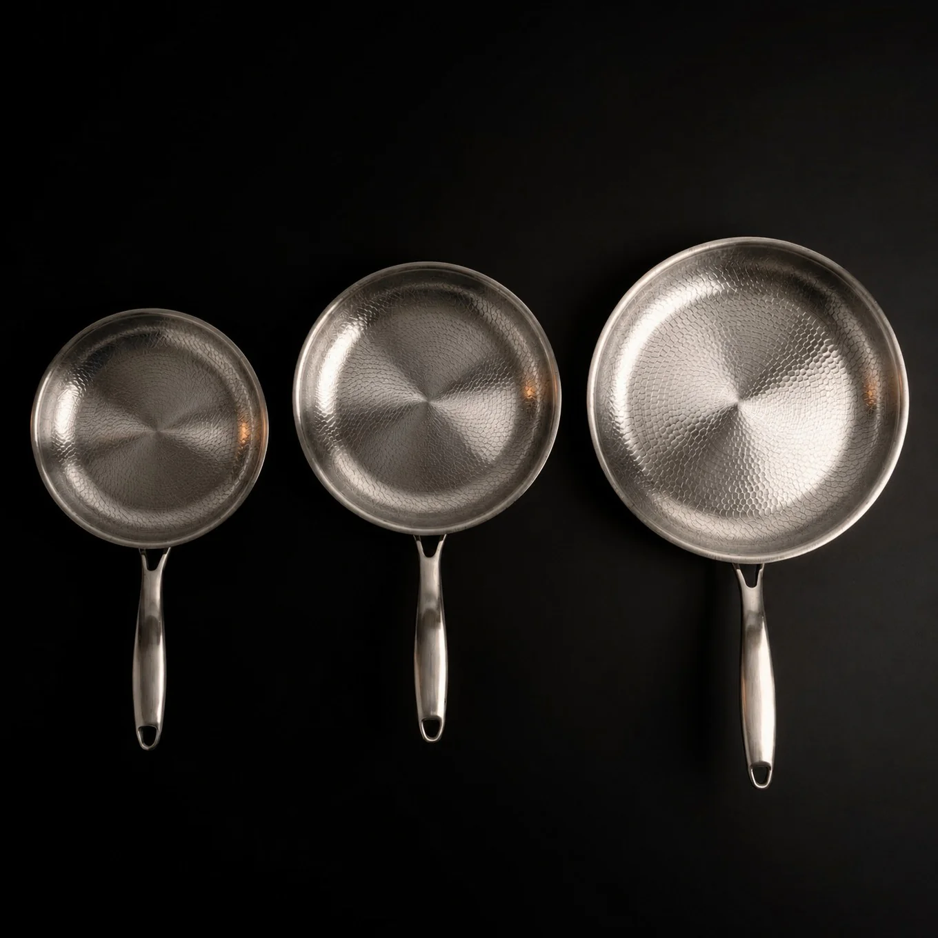 Hand-Hammered Titanium Pan - 3-piece set - Image 3