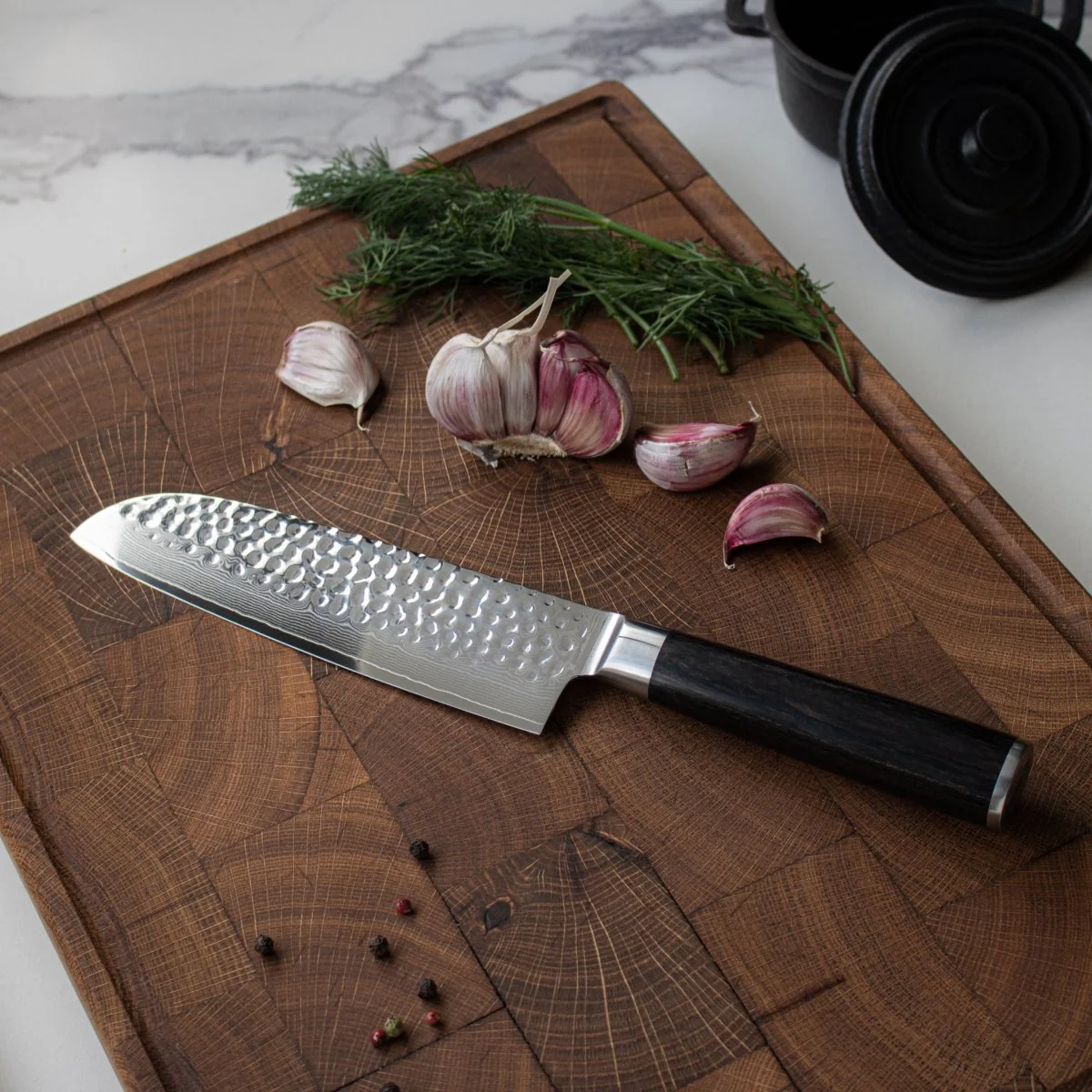 Japanese-Style Hammered Santoku Knife – 7.1 inches (18 cm) Precision Blade - Image 6
